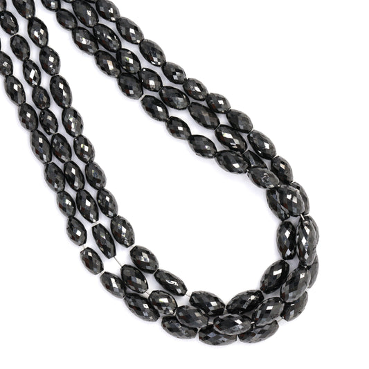 Black Diamond 5x3mm - 9x4mm Faceted Drums Bead Strand