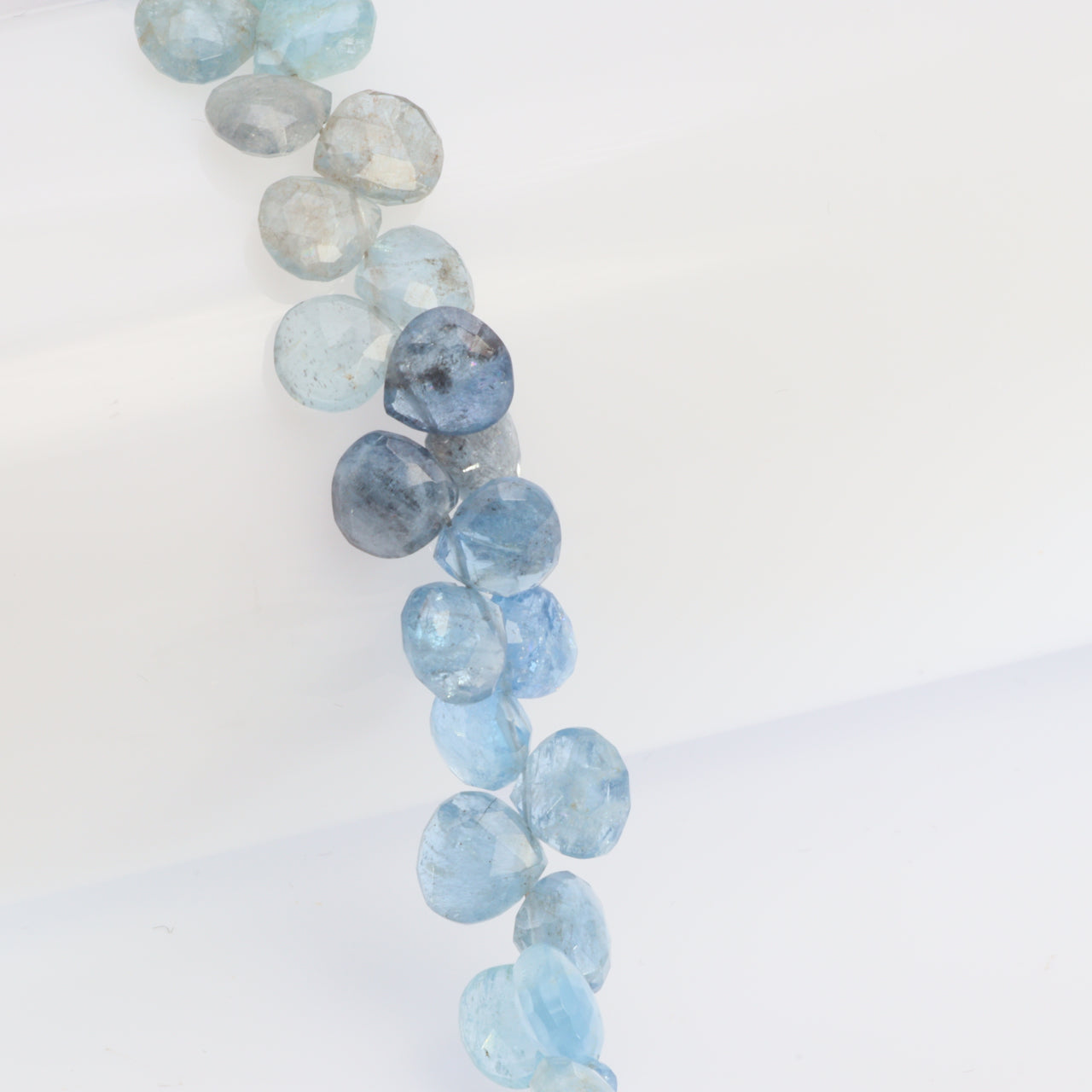 Blue Moss Aquamarine 8mm Faceted Heart Shaped Briolettes