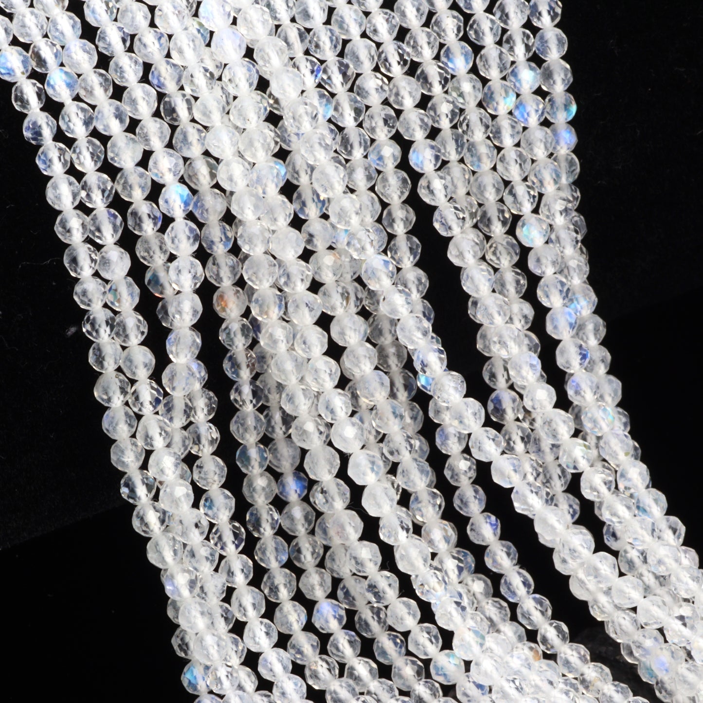 Rainbow Moonstone 2.5mm Faceted Rounds Bead Strand