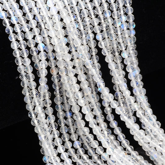 Rainbow Moonstone 2.5mm Faceted Rounds Bead Strand