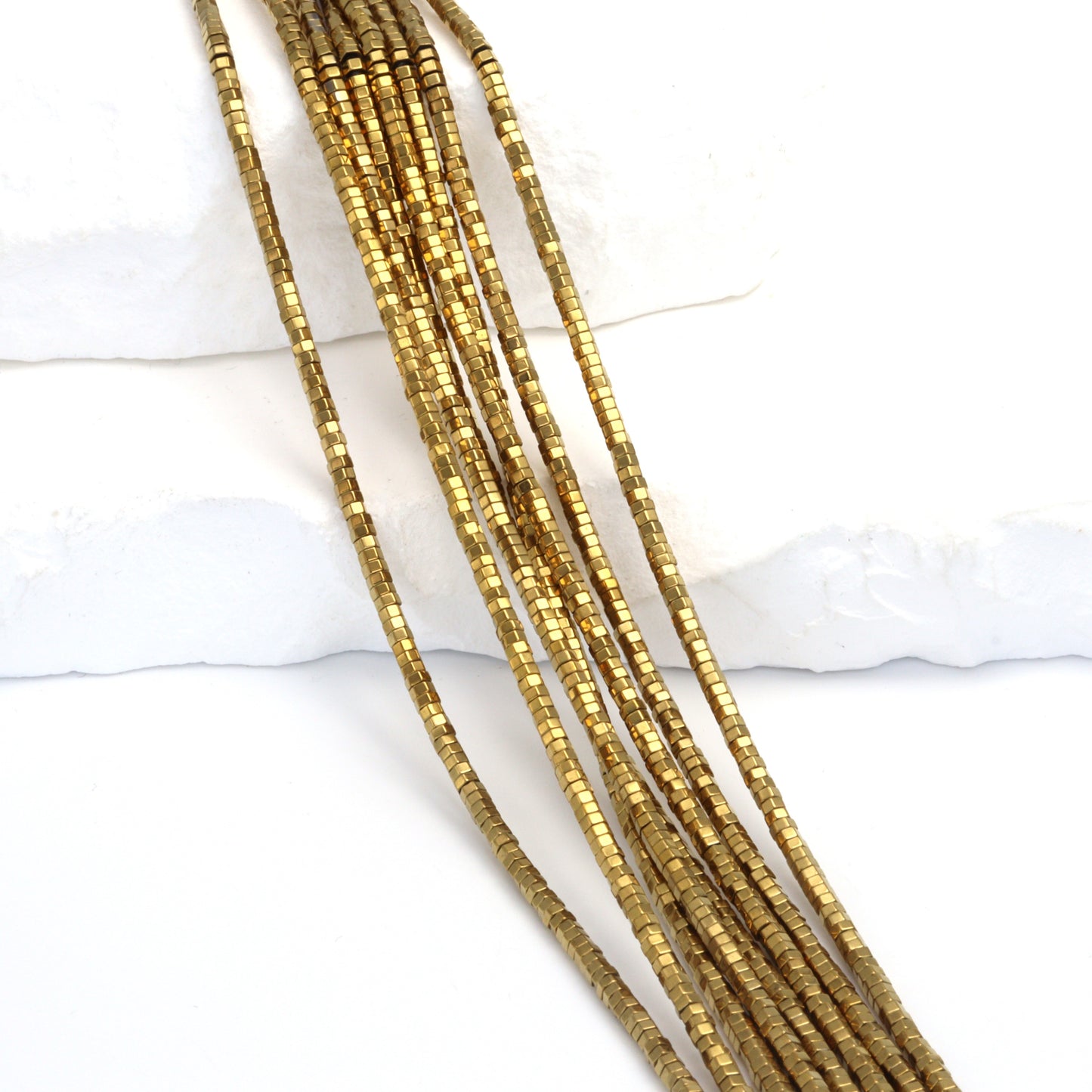 Golden Hematite 2mm Hexagons Bead Strand