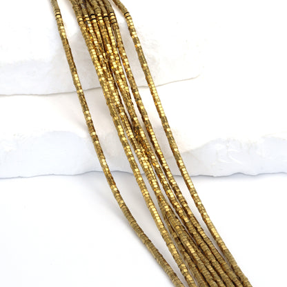 Golden Hematite 2mm Hexagons Bead Strand