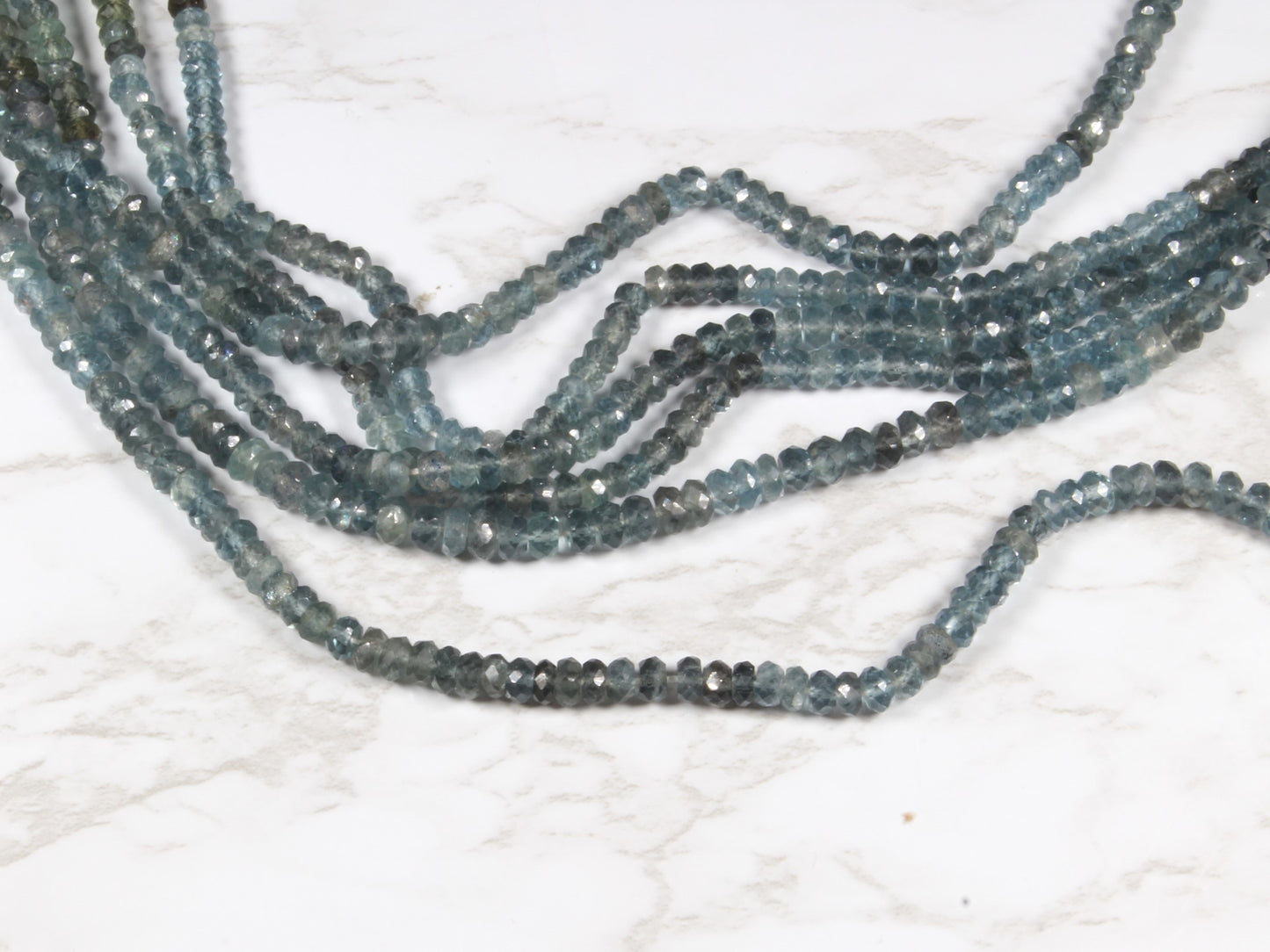 Dark Blue Moss Aquamarine 4mm Faceted Rondelles