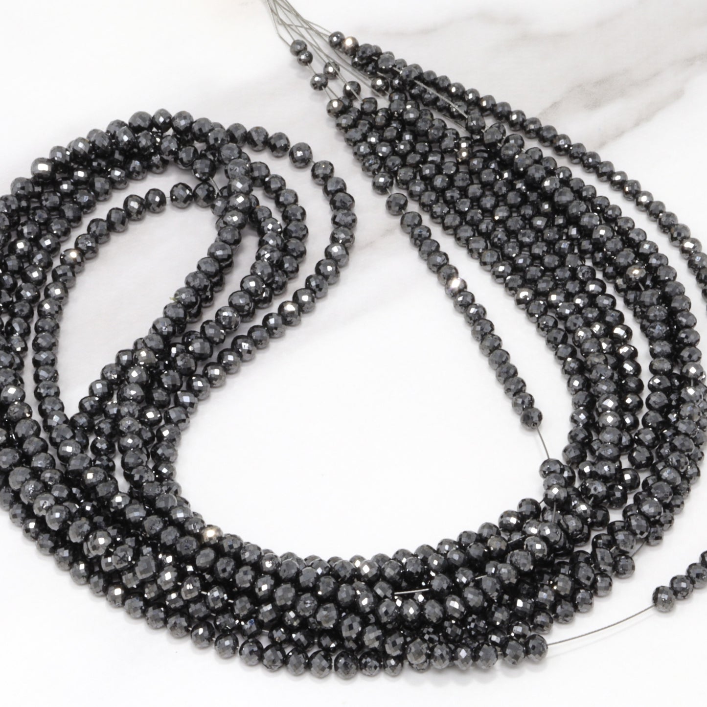 AA Black Diamond 2.5mm - 3.25mm Faceted Rondelles Bead Strand