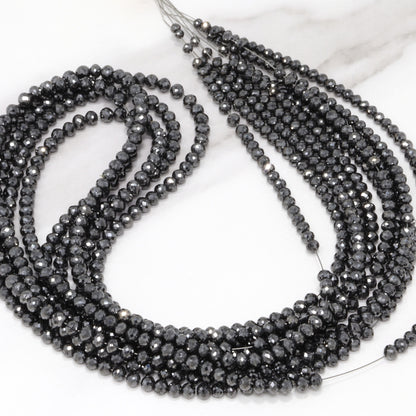 AA Black Diamond 2.5mm - 3.25mm Faceted Rondelles Bead Strand