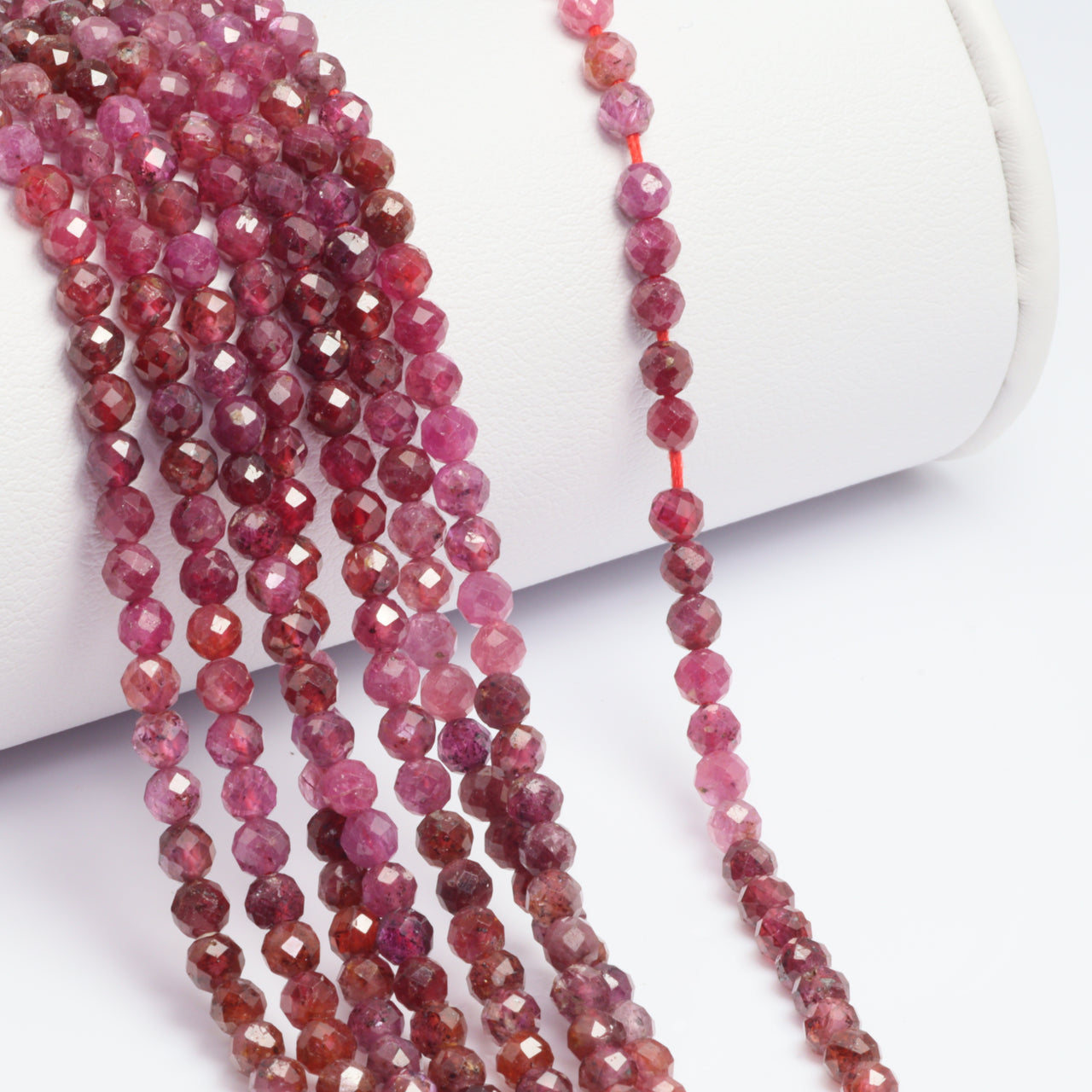 Ombre Red and Pink Ruby 3.5mm Faceted Rounds