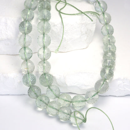 Green Amethyst 10mm Faceted Rounds Bead Strand