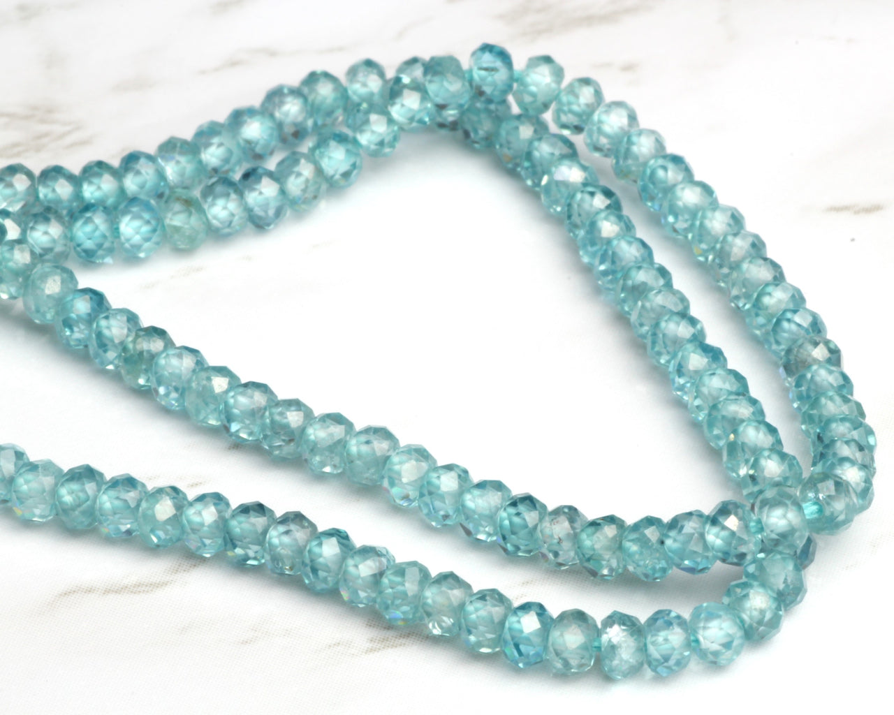 Blue Zircon 3mm Faceted Rondelles