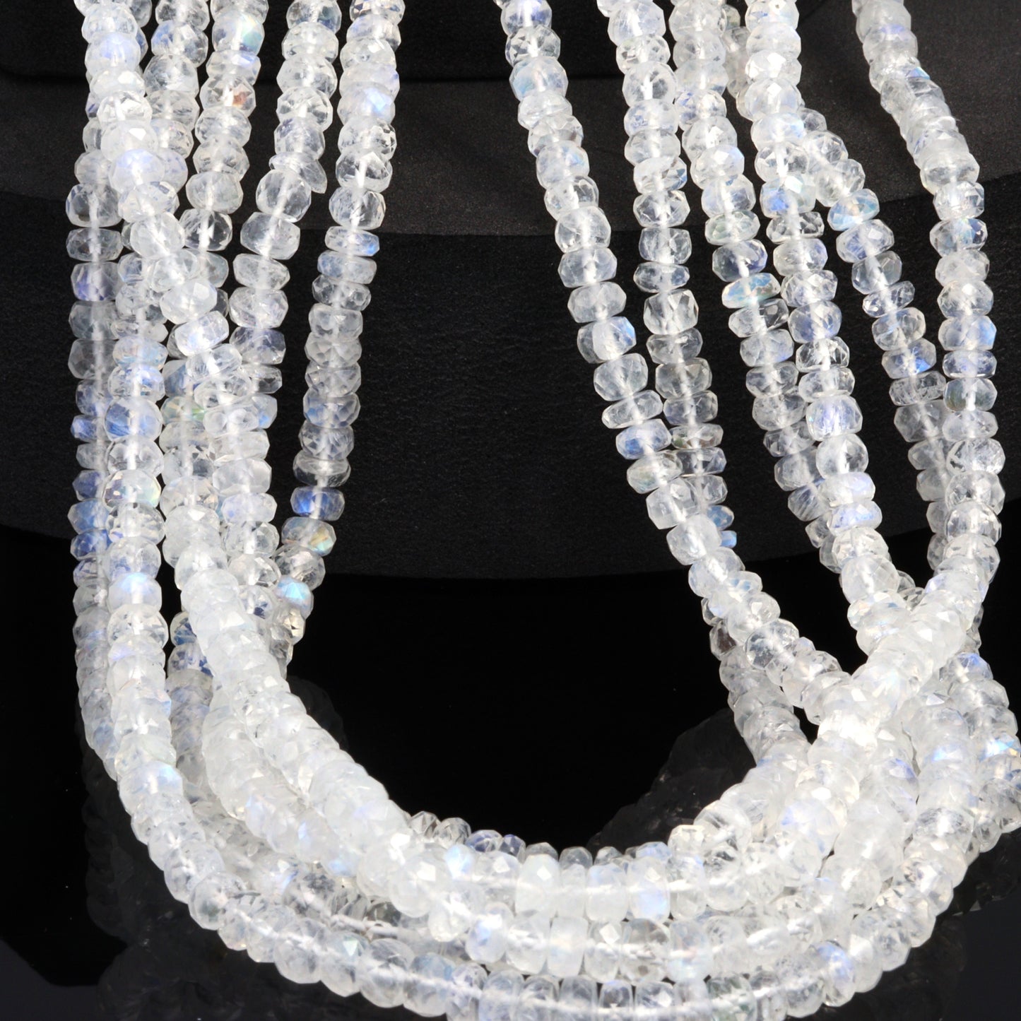 AA Rainbow Moonstone 4.5mm Faceted Rondelles Bead Strand
