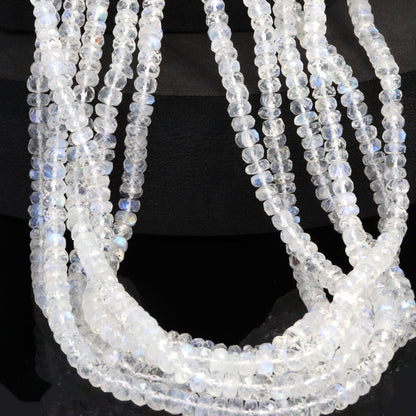 AA Rainbow Moonstone 4.5mm Faceted Rondelles Bead Strand