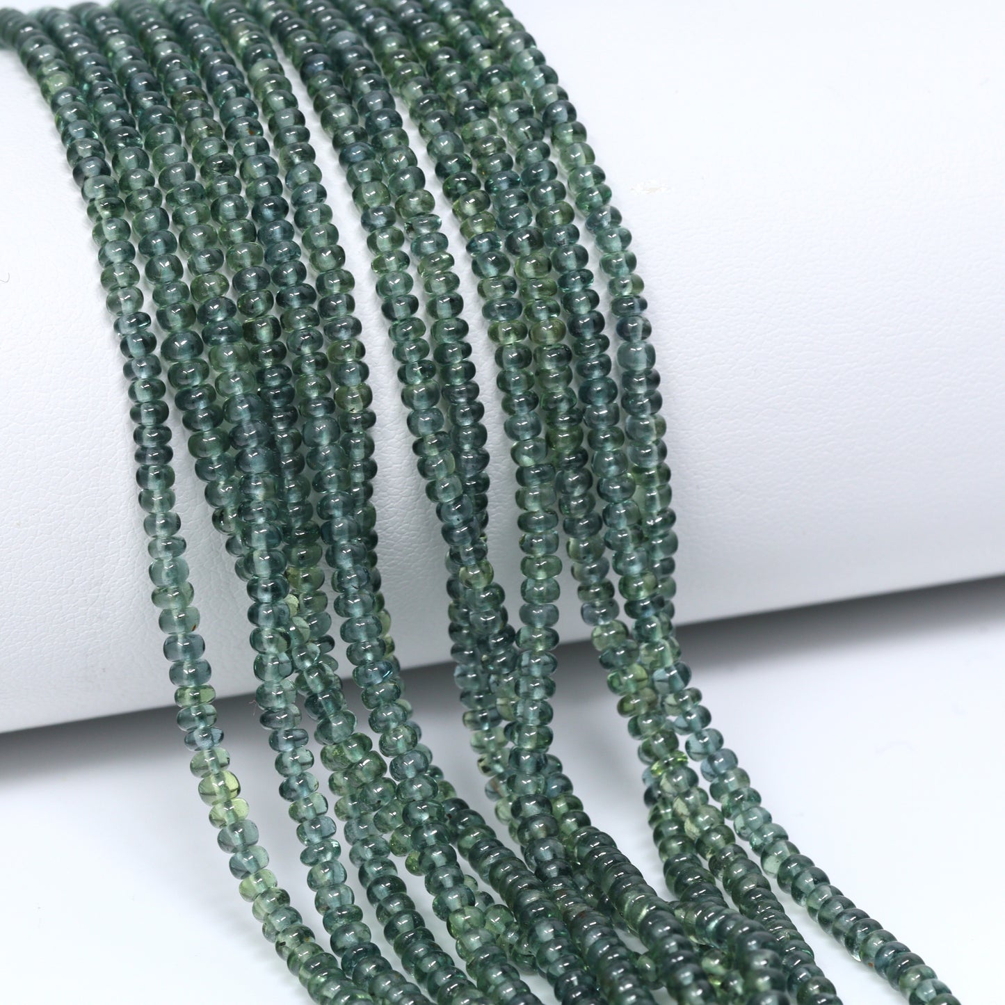 Green Sapphire 2.5mm – 3.5mm Smooth Rondelles Bead Strand