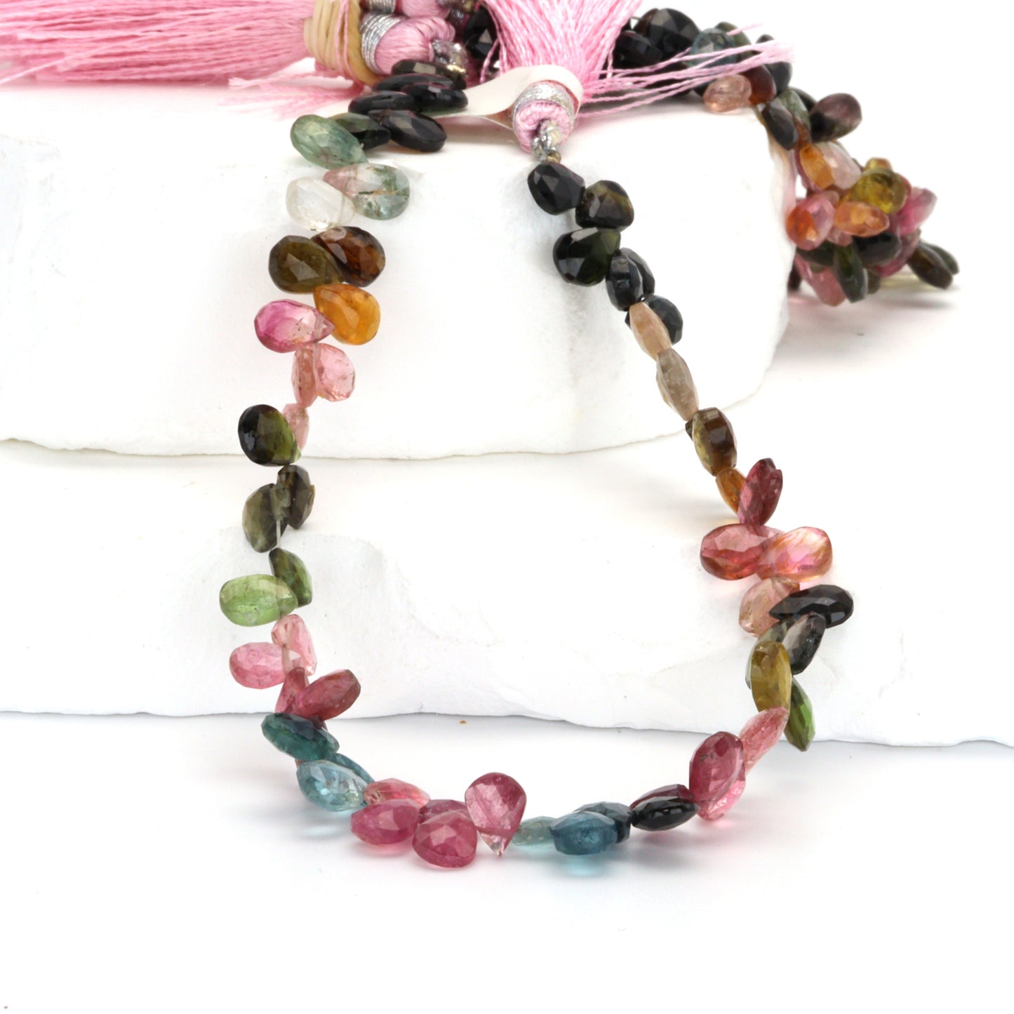 Watermelon Tourmaline 7x5mm Faceted Pear Shaped Briolettes