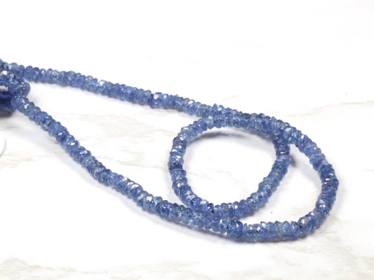 AAA Cornflower Blue Sapphire 2mm Hand Faceted Rondelles Bead Strand