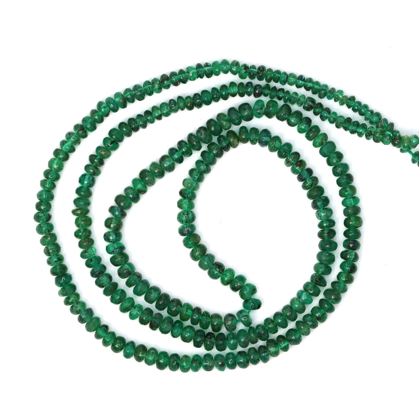 Green Emerald 2mm - 3mm Smooth Rondelles Bead Strand