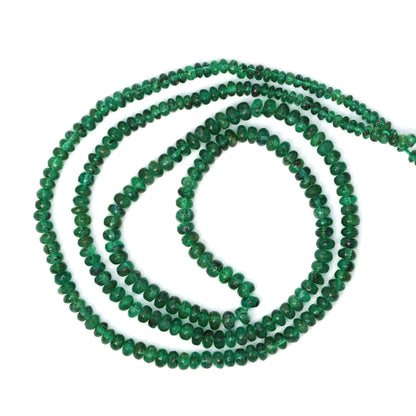 Green Emerald 2mm - 3mm Smooth Rondelles Bead Strand