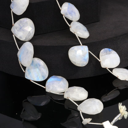 Blue Rainbow Moonstone 20mm Faceted Heart Shaped Briolettes Bead Strand