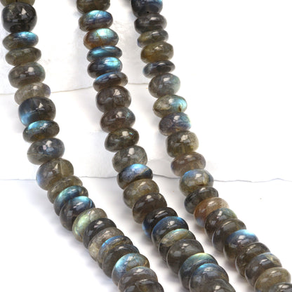 Blue Labradorite 12mm Smooth Rondelles Bead Strand