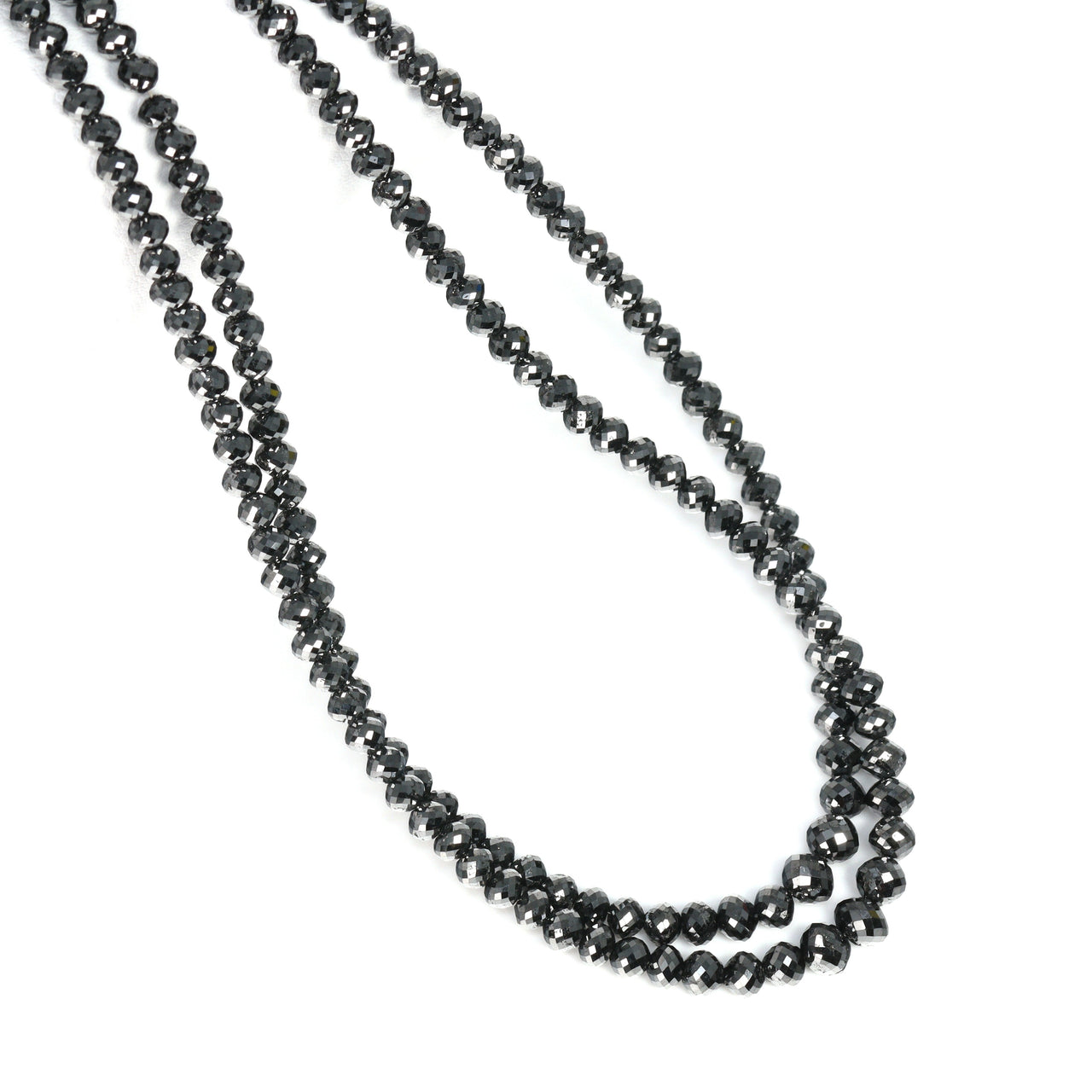 Black Diamond 3mm – 4.5mm Hand Faceted Rondelles Bead Strand