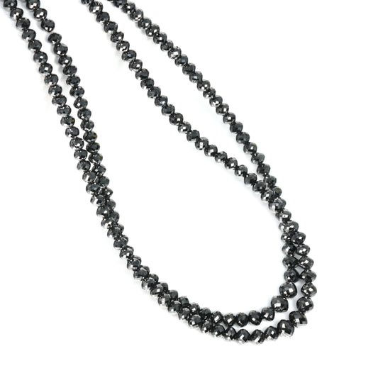 Black Diamond 3mm – 4.5mm Hand Faceted Rondelles Bead Strand