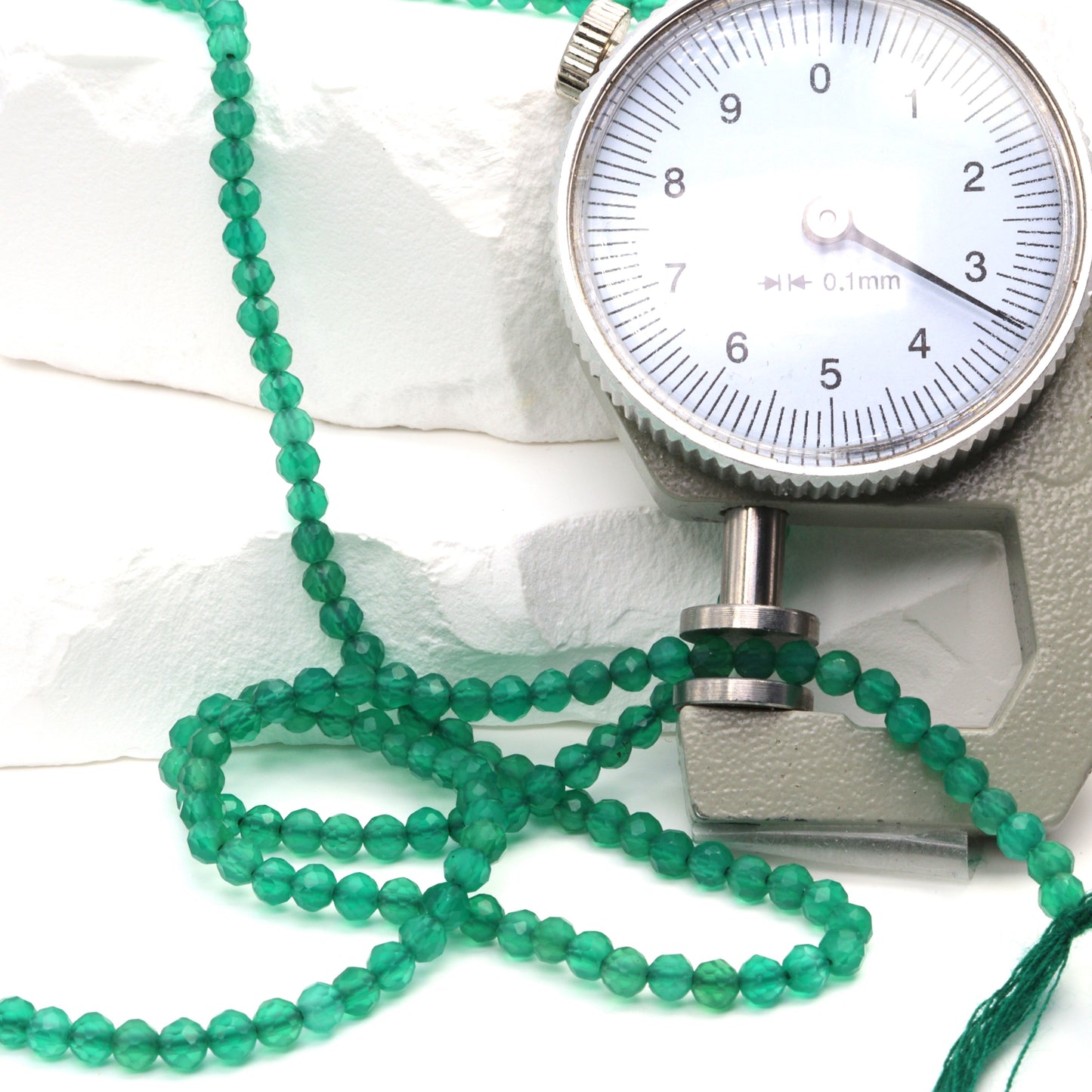 Green Onyx 3mm Faceted Rounds Bead Strand