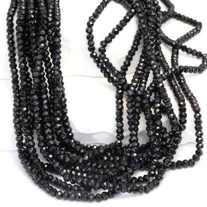 Black Spinel 3.5mm Faceted Rondelles Bead Strand