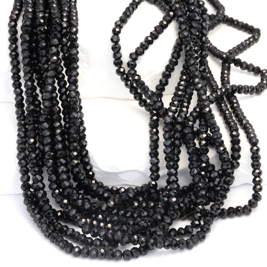 Black Spinel 3.5mm Faceted Rondelles Bead Strand