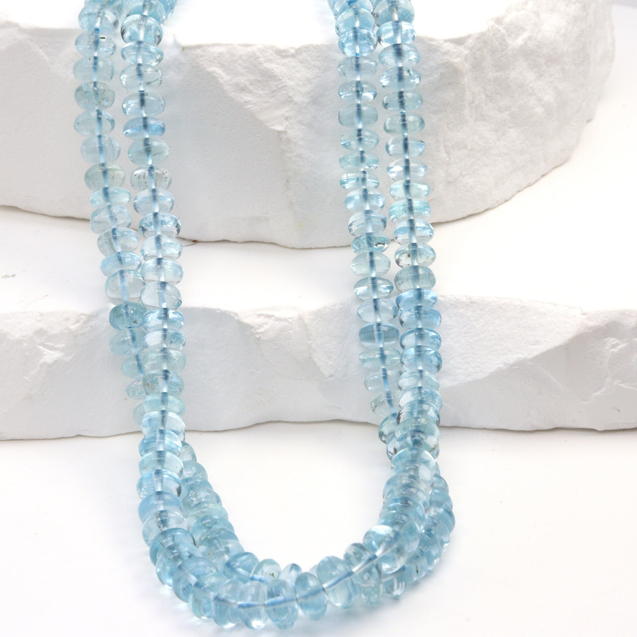 Blue Aquamarine 5.5mm Smooth Rondelles Bead Strand