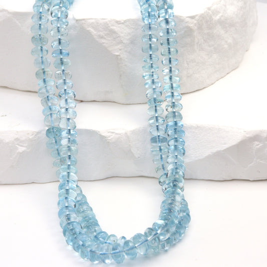 Blue Aquamarine 5.5mm Smooth Rondelles Bead Strand
