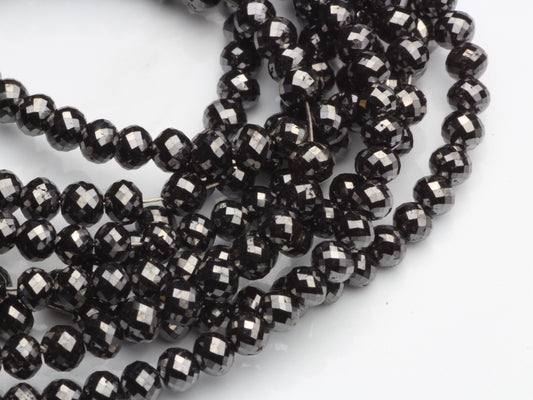 Black Diamond 3.75mm Faceted Rondelles