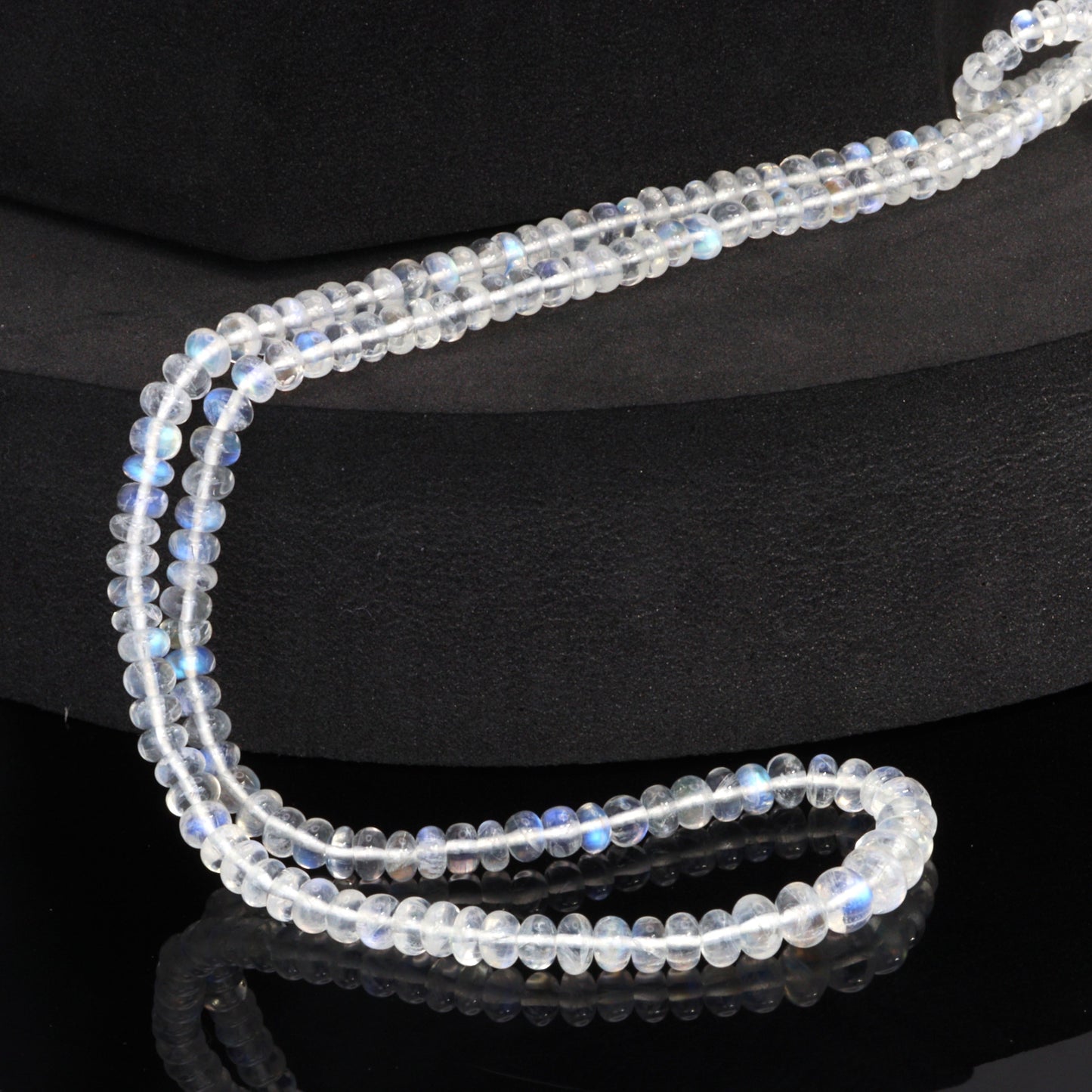 AA Blue Rainbow Moonstone 4.5mm Smooth Rondelles