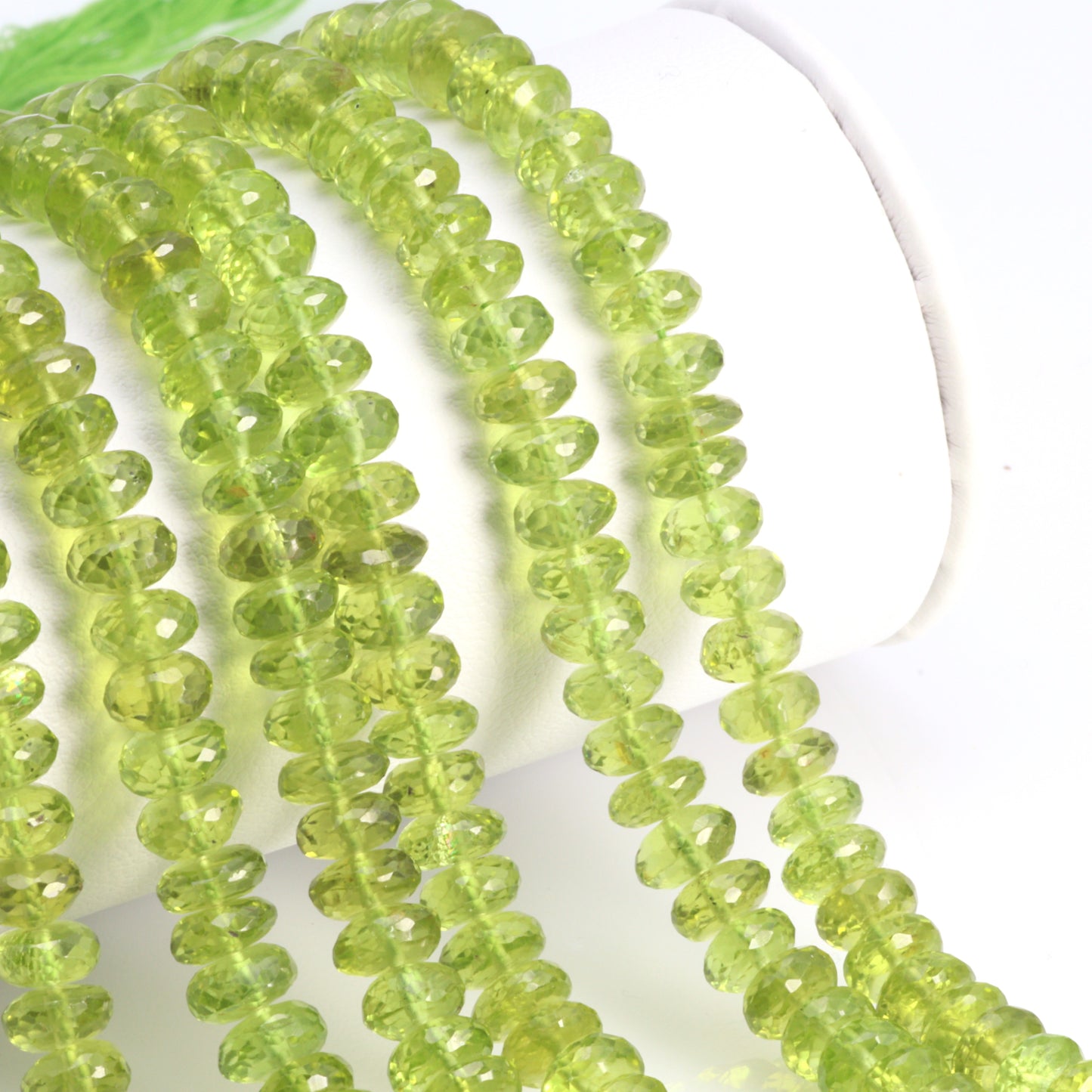 Green Peridot 6mm Faceted Rondelles Bead Strand