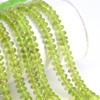 Green Peridot 6mm Faceted Rondelles Bead Strand
