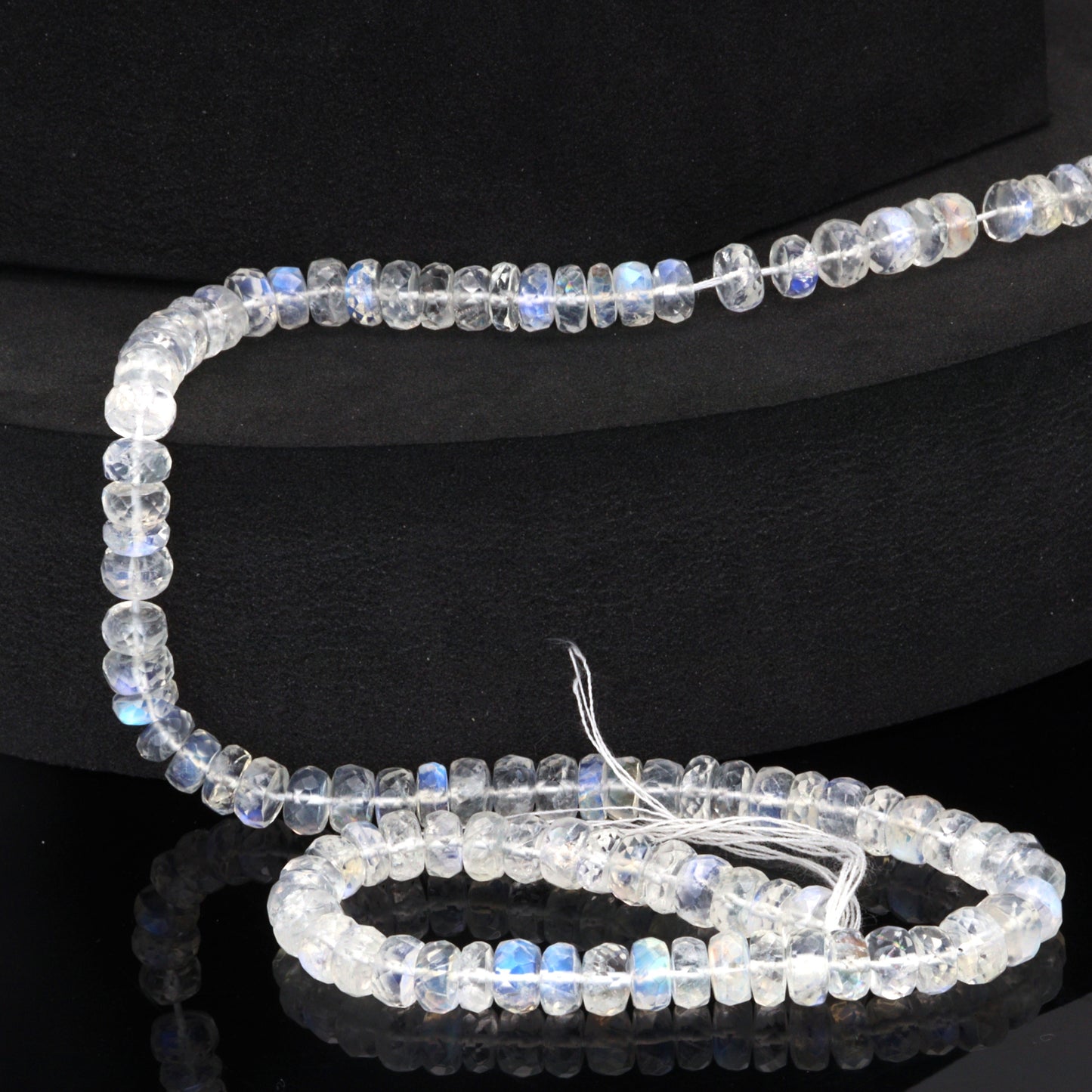 AA Blue Rainbow Moonstone 5.5mm Faceted Rondelles Bead Strand