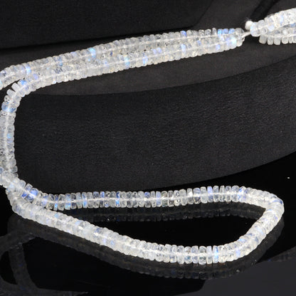 AA Blue Rainbow Moonstone 4mm Faceted Tires