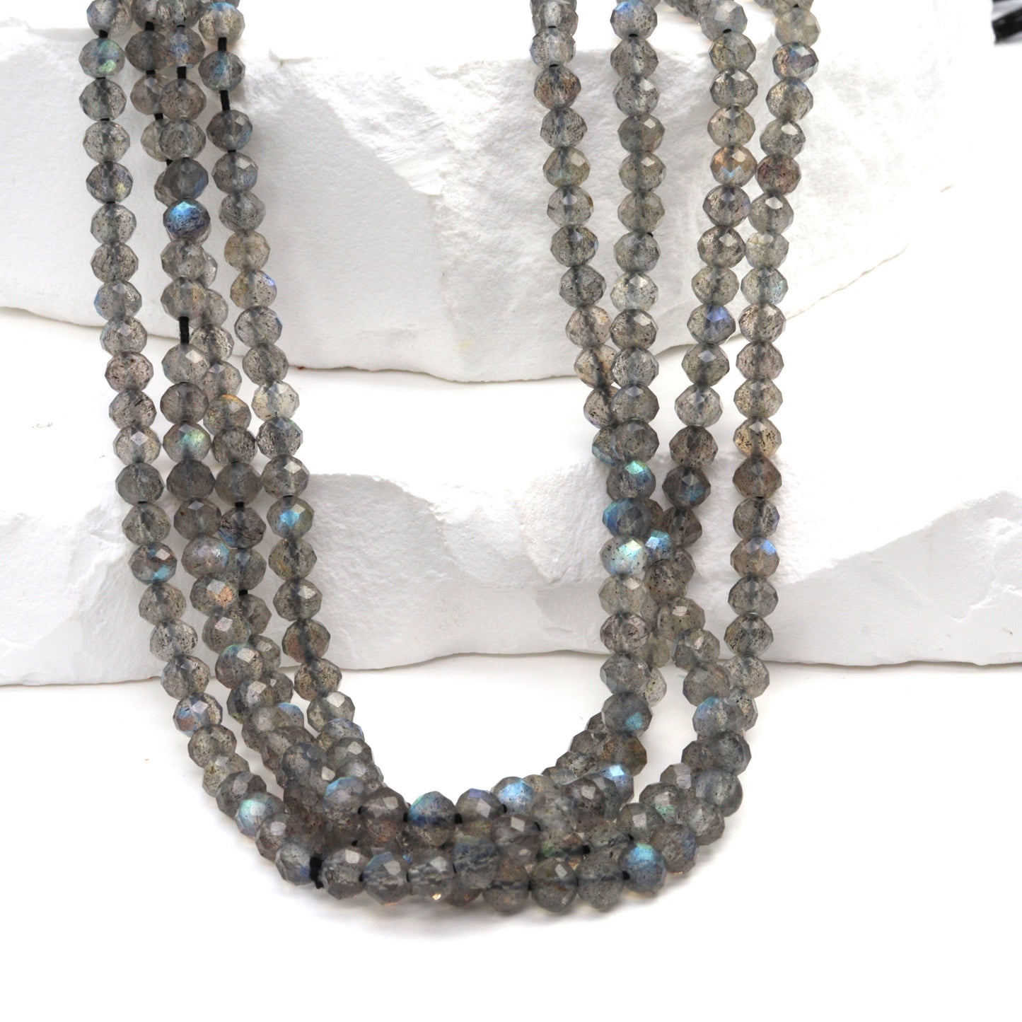 Blue Labradorite 4mm Faceted Rondelles Bead Strand