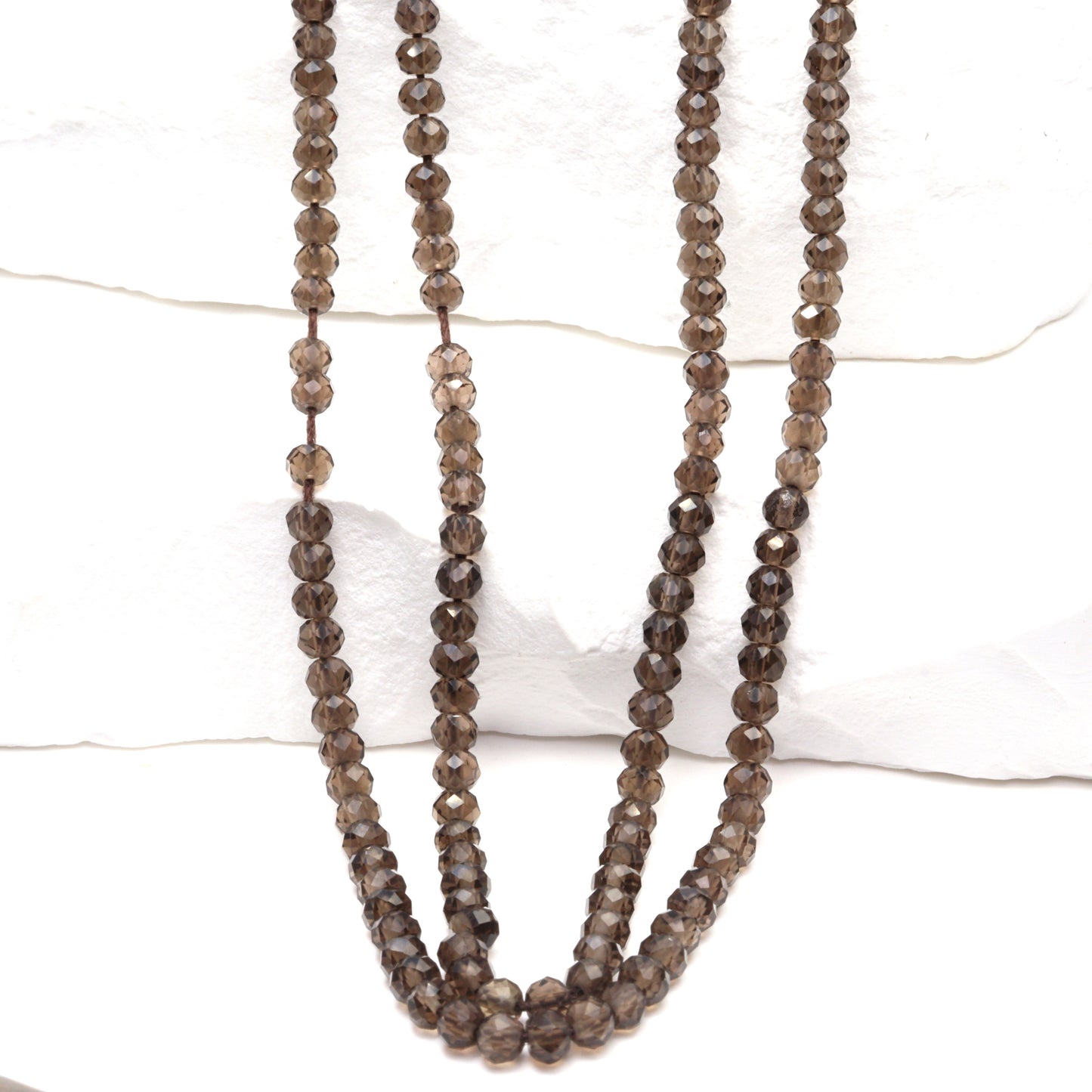 Brown Smoky Quartz 3mm Faceted Rondelles Bead Strand