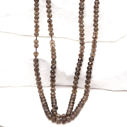 Brown Smoky Quartz 3mm Faceted Rondelles Bead Strand