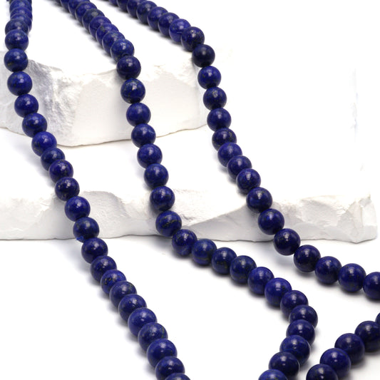 Royal Blue Lapis Lazuli 8mm Smooth Rounds Bead Strand