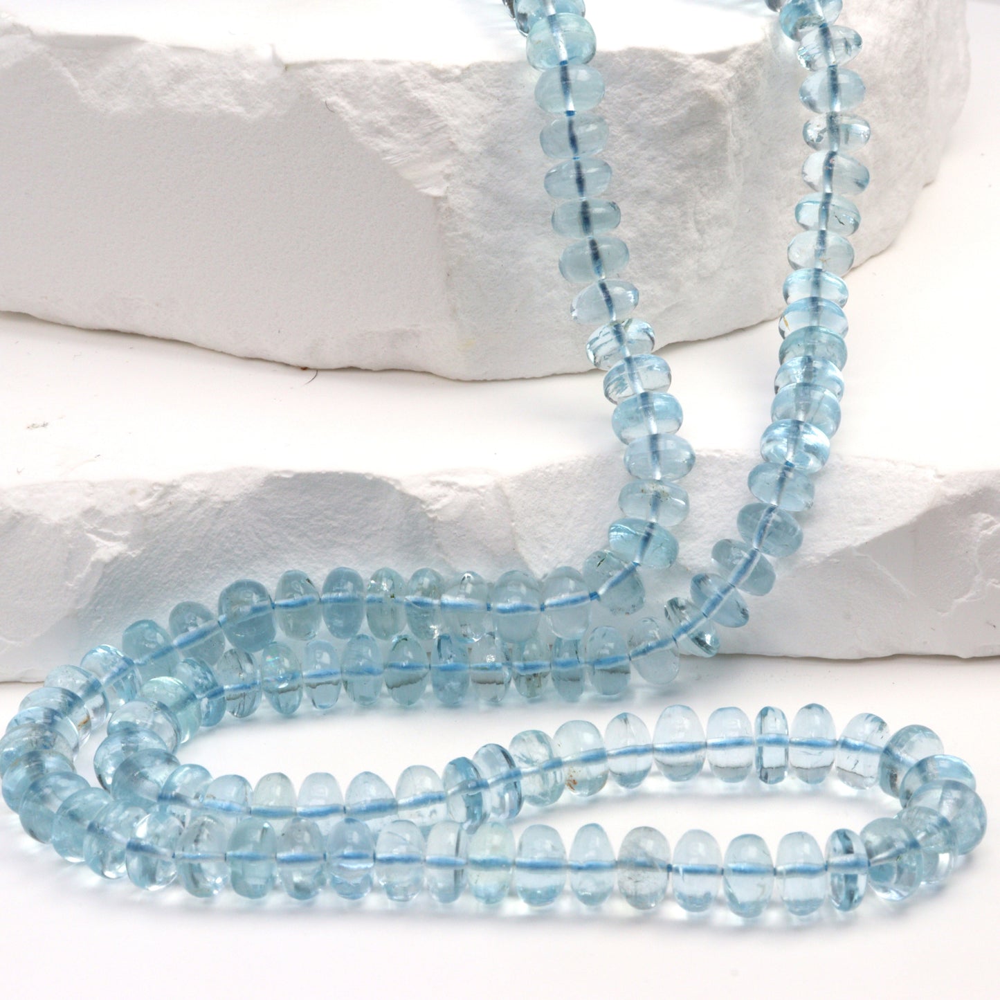 Blue Aquamarine 6mm Smooth Rondelles