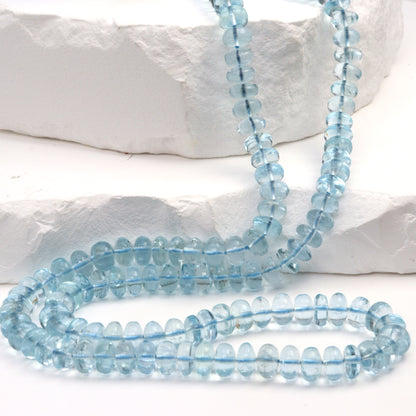 Blue Aquamarine 6mm Smooth Rondelles