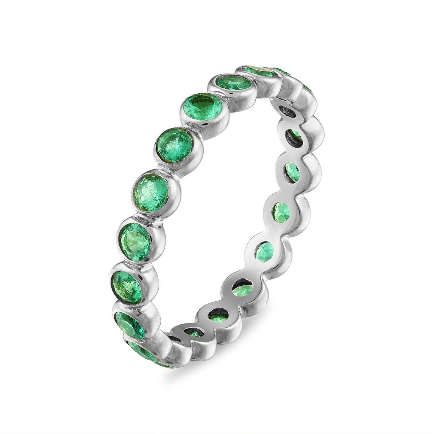 Bezel Set Emerald Eternity Band
