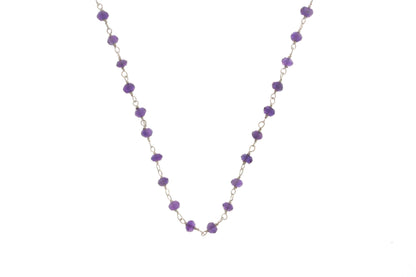 Purple Amethyst 3mm Faceted Rondelles Rosary Chain Sterling Silver Wire Wrap Chain by the Foot