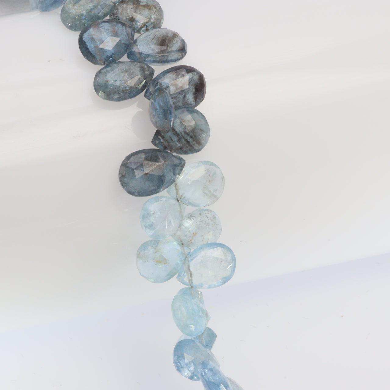 Blue Moss Aquamarine 9x7mm Faceted Pear Shaped Briolettes