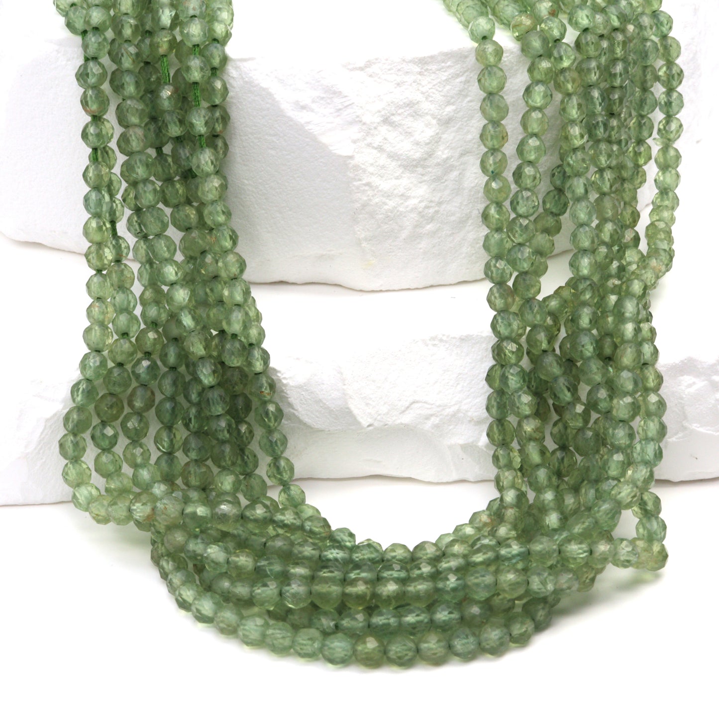 Green Apatite 3mm Faceted Rounds