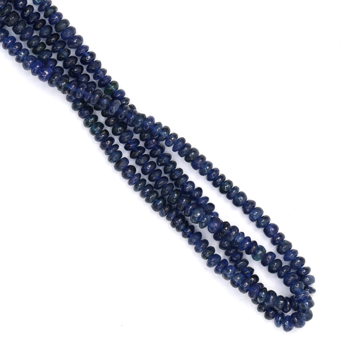 Navy Blue Sapphire 3mm - 3.5mm Smooth Rondelles Bead Strand