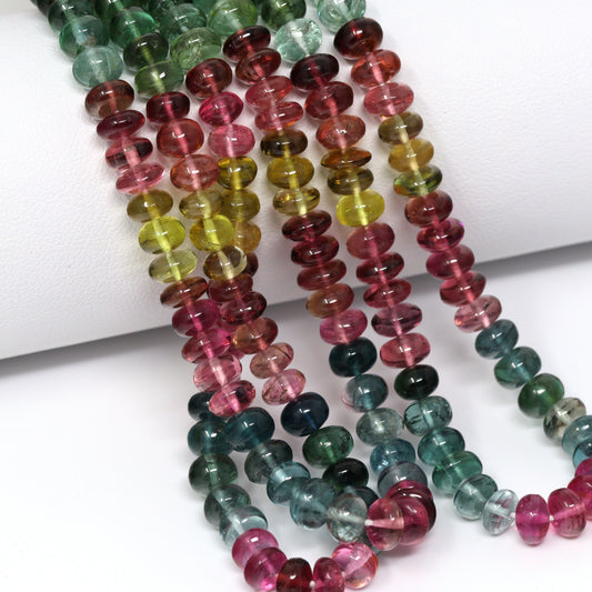 Watermelon Tourmaline 5.5mm Smooth Rondelles Bead Strand