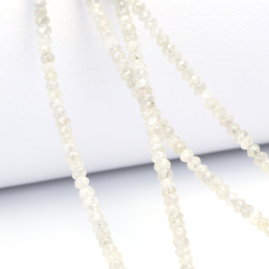 Gray Diamond 1.9mm - 2.2mm Hand Faceted Rondelles Bead Strand
