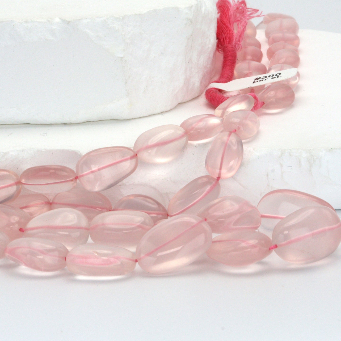 AA Pink Rose Quartz 12x10mm - 18x13mm Smooth Nuggets Bead Strand