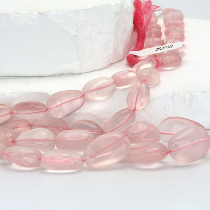 AA Pink Rose Quartz 12x10mm - 18x13mm Smooth Nuggets Bead Strand