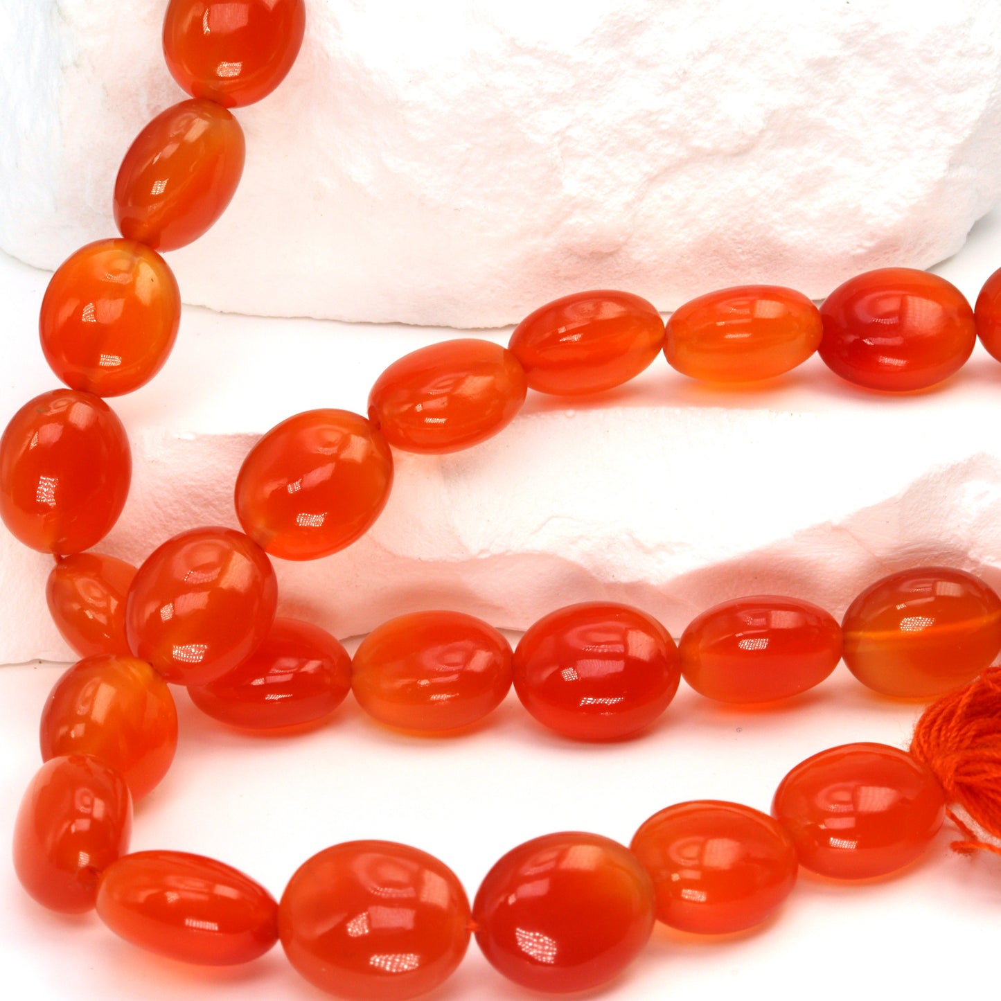 Orange Carnelian 12x10mm Smooth Ovals Bead Strand